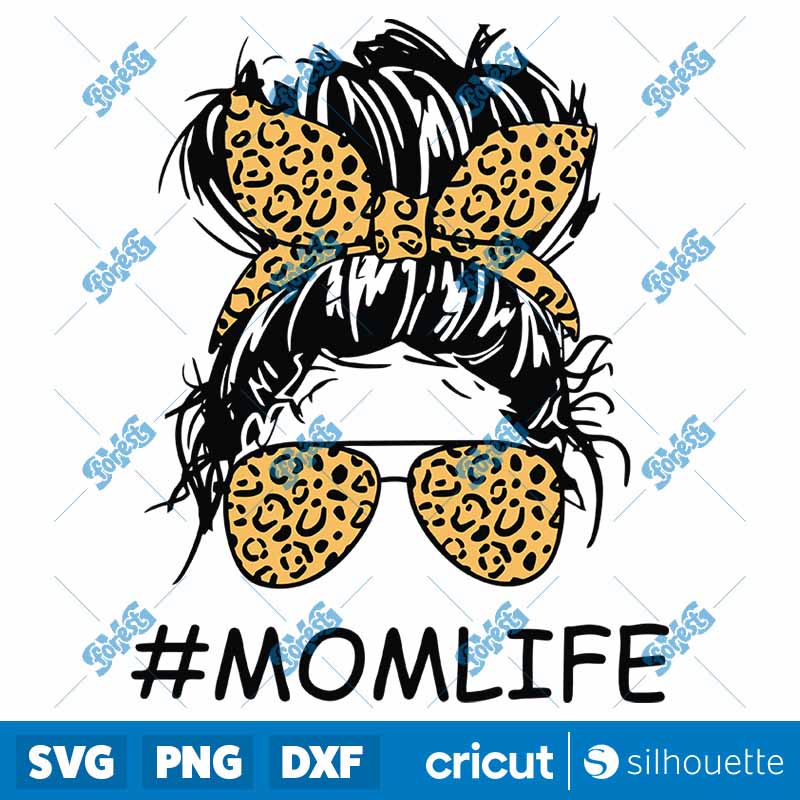 Mom Life Messy Bun Leopard SVG