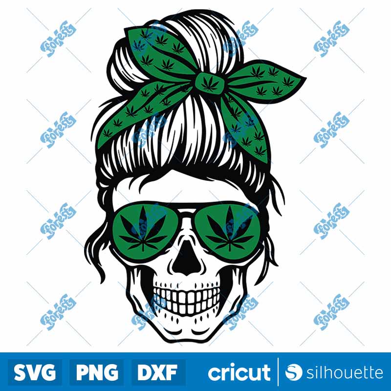 Mom Skull With Weed SVG