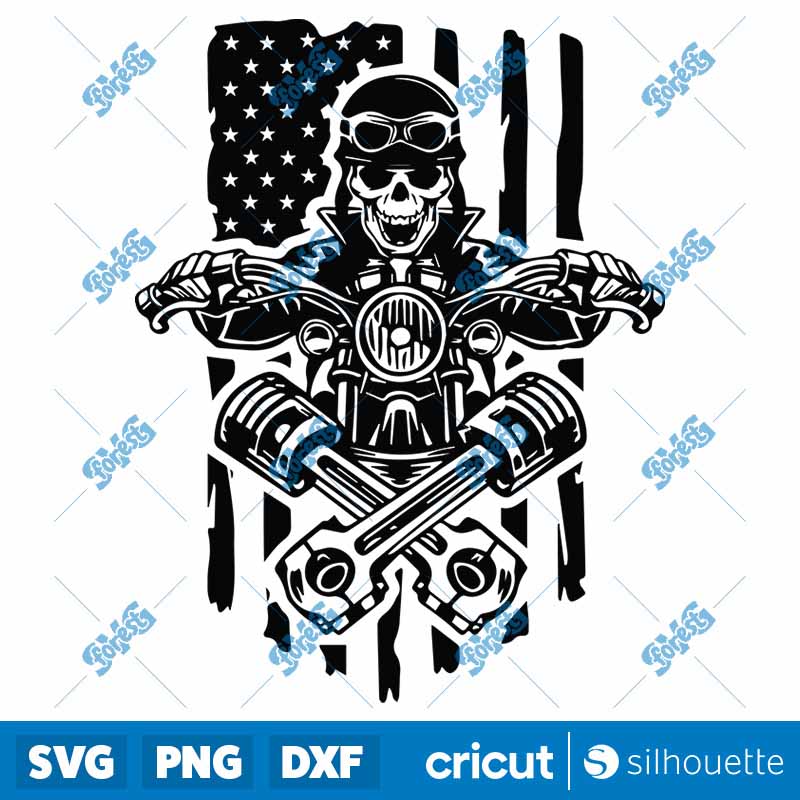 Motor Cycle Skull SVG