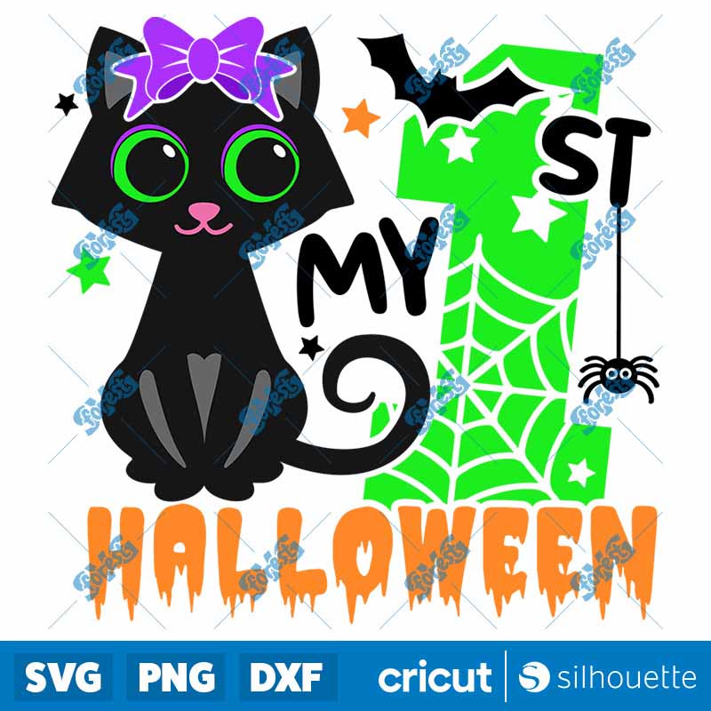 My 1st Halloween Black Cat
  Girl SVG