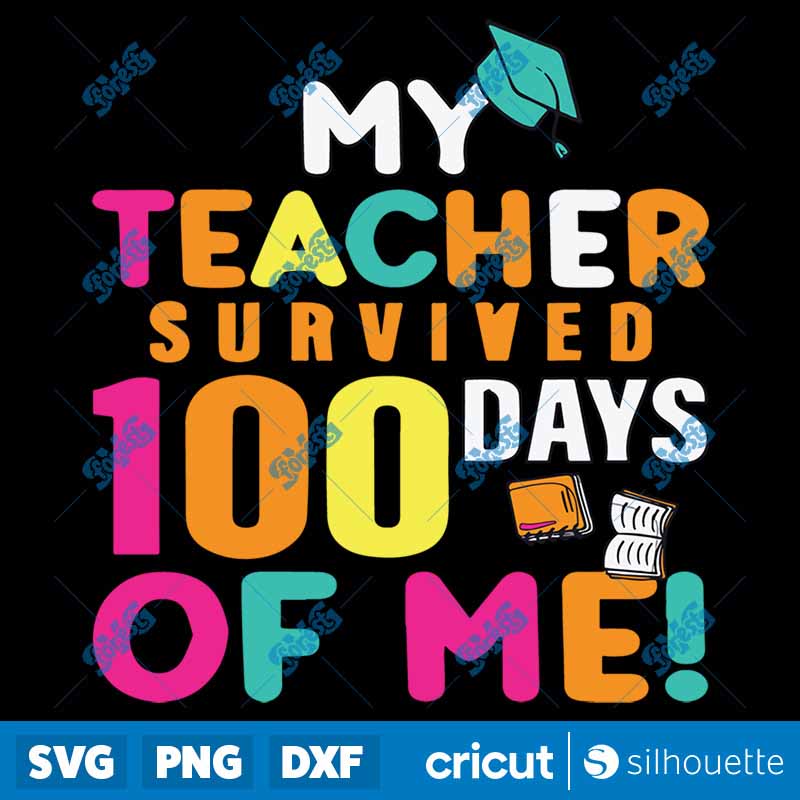 My Teacher Survived 100 Days
  Of Me Funny School SVG