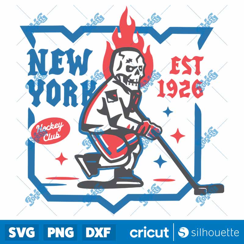 New York Rangers Skull Hockey
  Club SVG