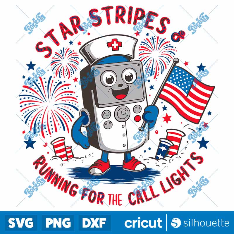 Nurse Remote Stars Stripes And
  Running For Call Lights SVG