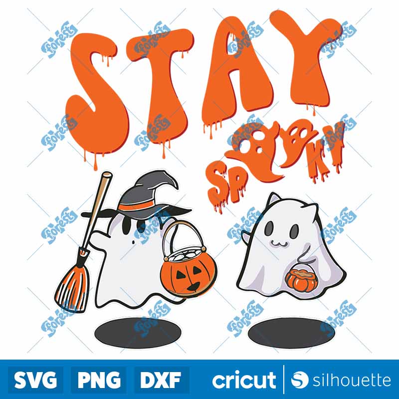 Orange Groovy Funny Cute Ghost
Stay Spooky Halloween Ghost SVG