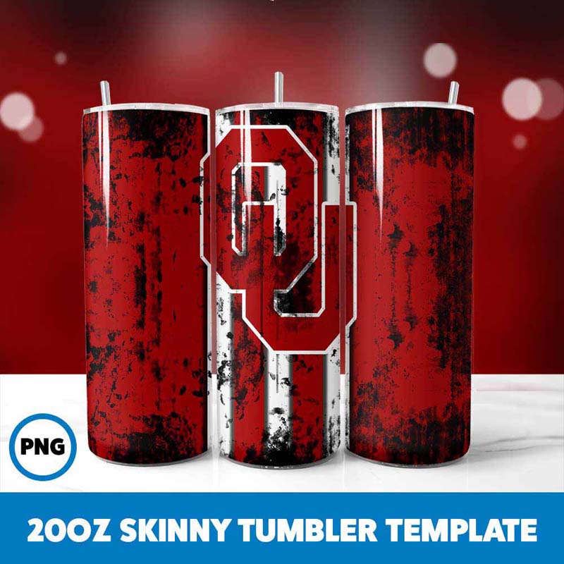 OU Sooners Grunge Tumbler Wrap, 20oz Skinny Tumbler Wrap