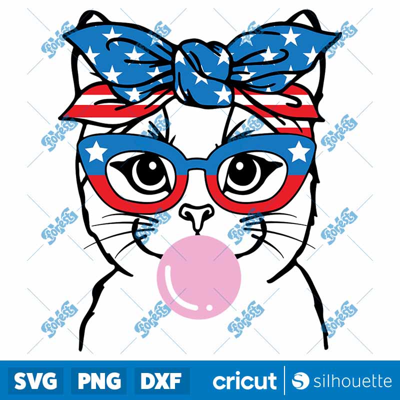 Patriotic Cat With Bandana
Glasses SVG