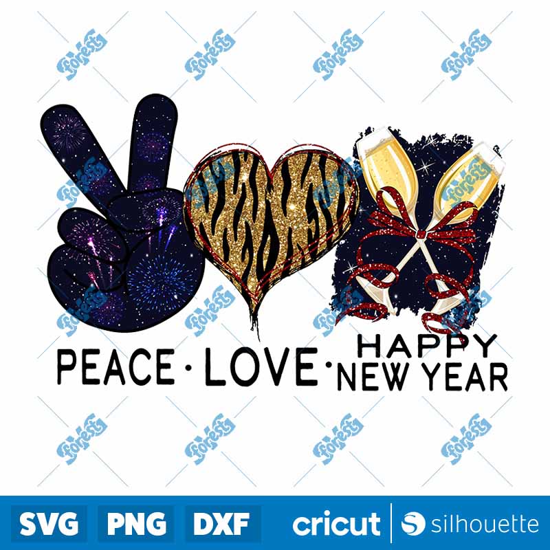 Peace Love Happy New Year PNG