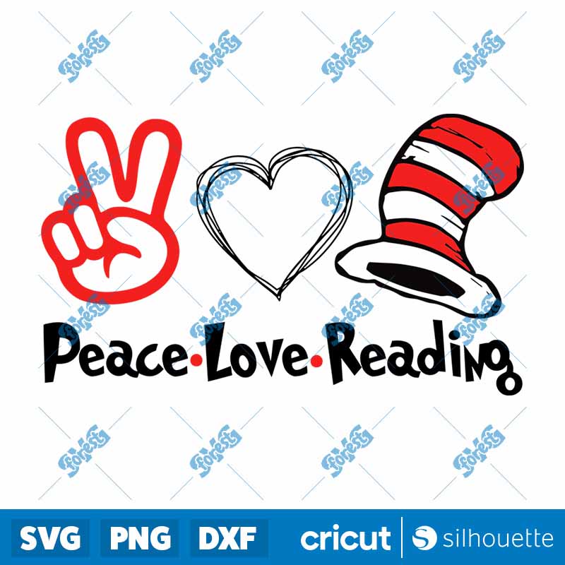 Peace Love Reading Dr Seus
Read Across America Cat In The Hat SVG