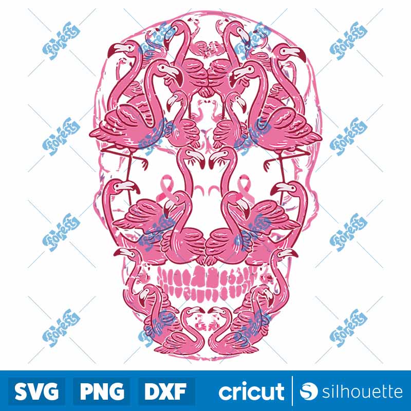 Pink Flamingo Skull Breast
Cancer Awareness Halloween SVG