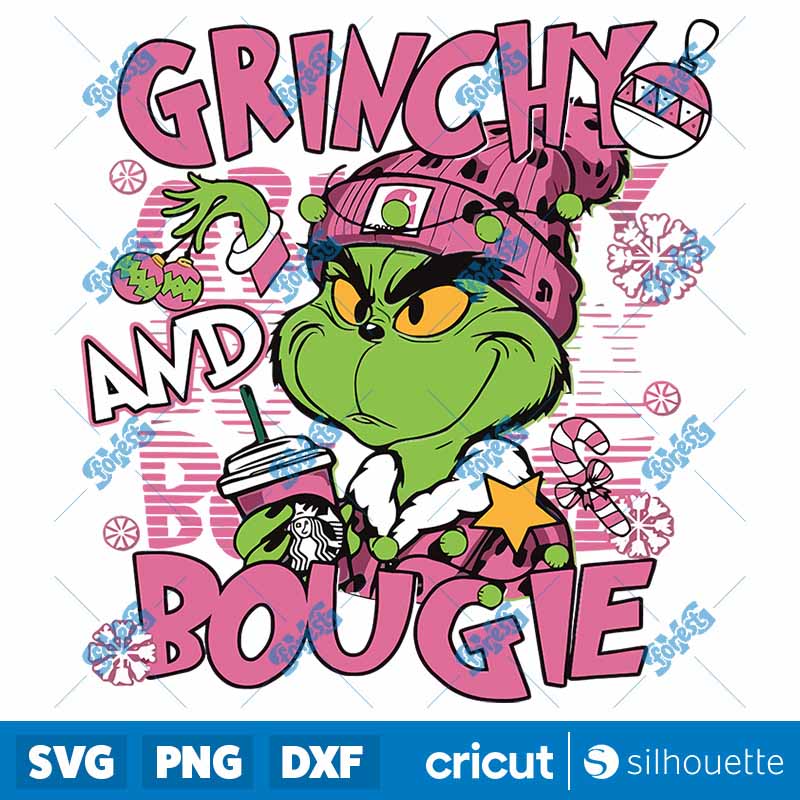 Pink Grinchy And Bougie
  Christmas SVG