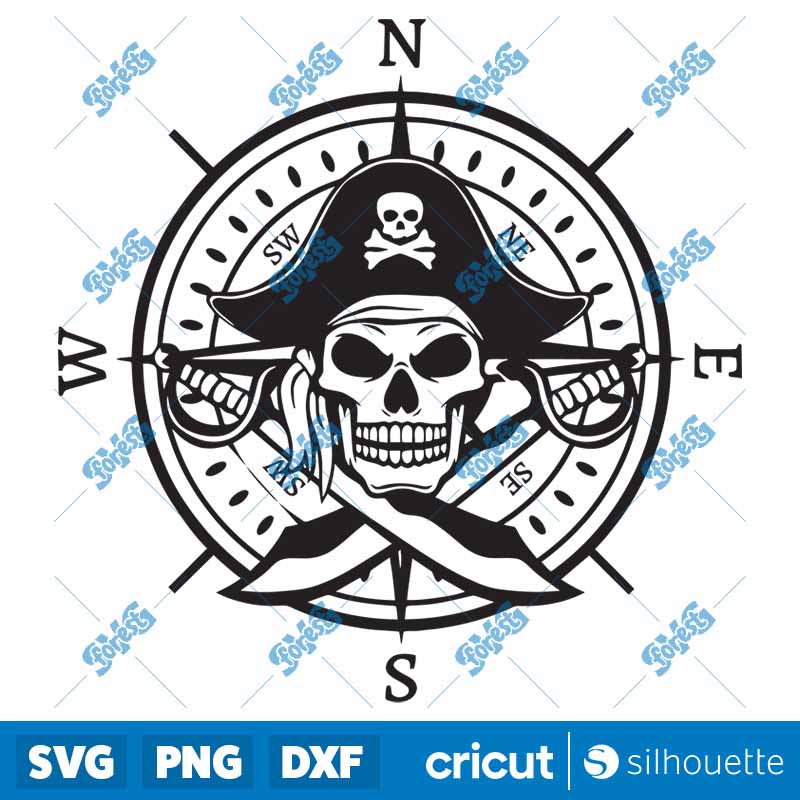 Pirate Skull Compass SVG