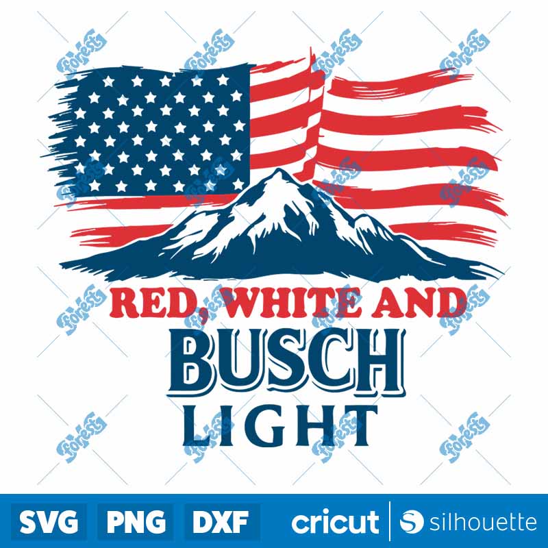 Red White And Busch Light US
  Flag Patriotic Beer SVG