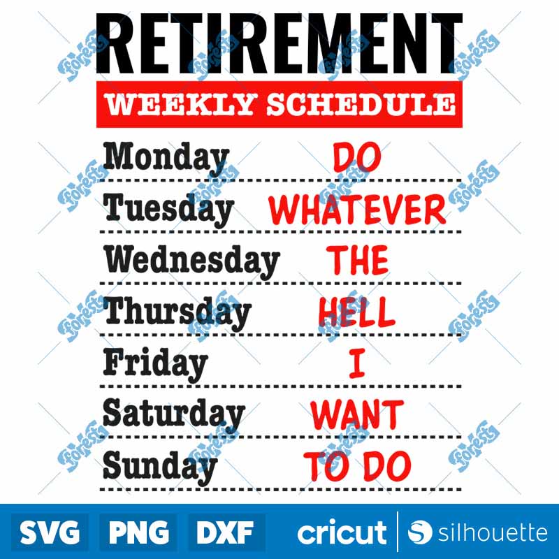 Retirement Weekly Schedule SVG