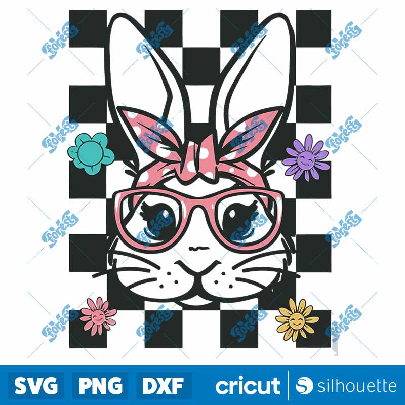 Retro Bunny Bandana SVG