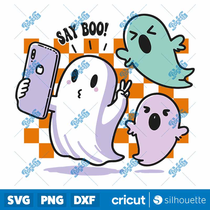 Retro Cute Ghost Halloween SVG