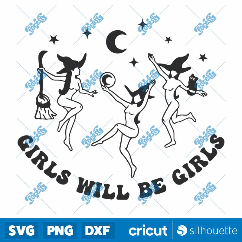 Retro Girls Will Be Girls
  Dancing Witches SVG