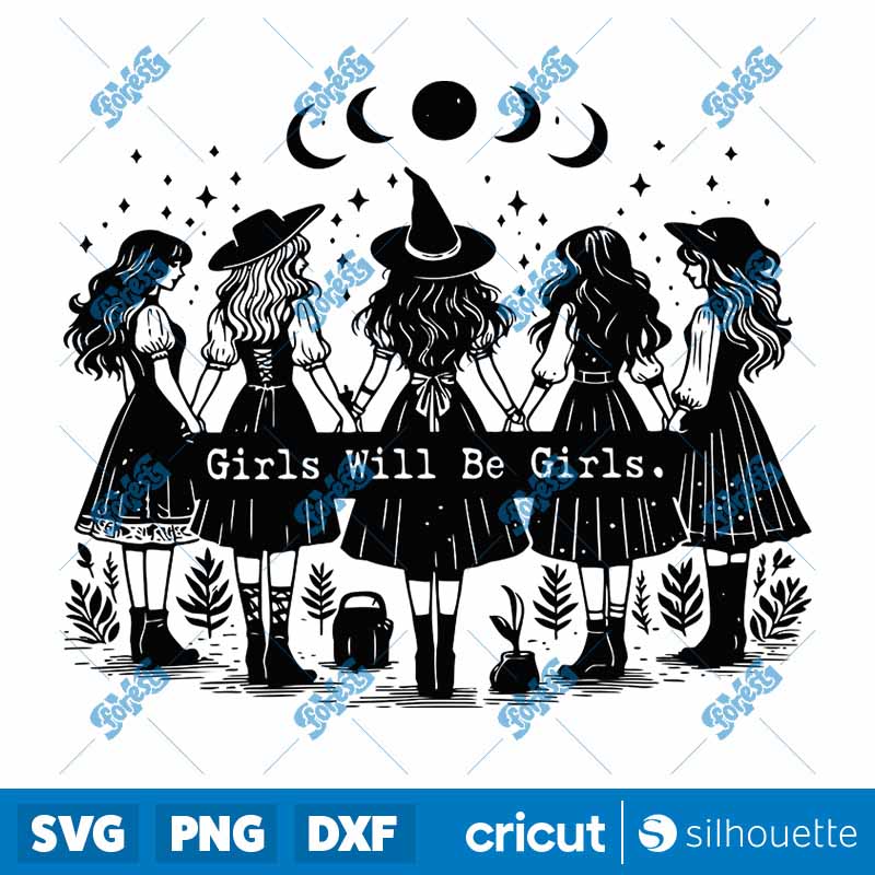 Retro Girls Will Be Girls
  Witchy Gothic Moon Phase SVG