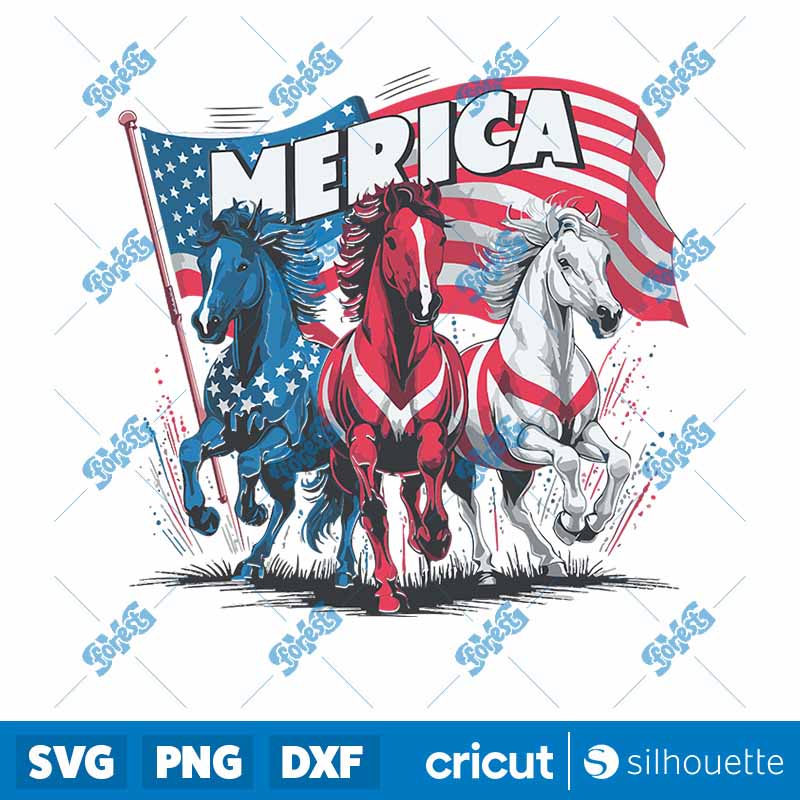 Retro Merica Horse USA Flag
  SVG