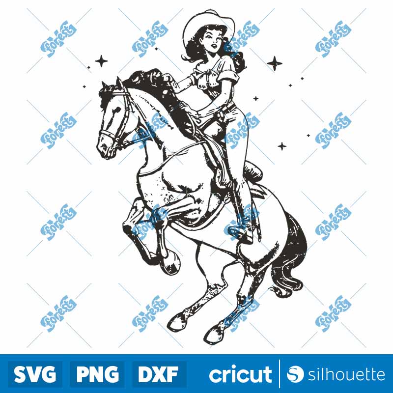 Retro Rodeo Cowgirl Clipart