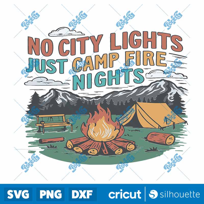 Retro Summer No City Lights
  Just Camp Fire Nights SVG