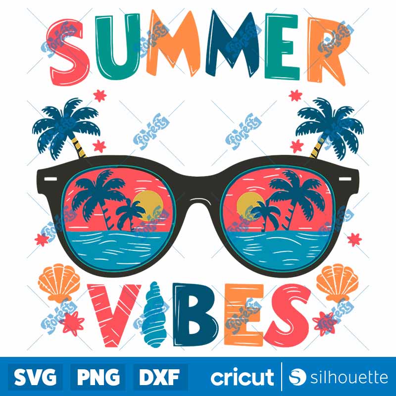 Retro Summer Vibes Glasses
  Beach SVG