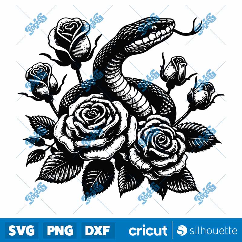 Roses And Snake SVG