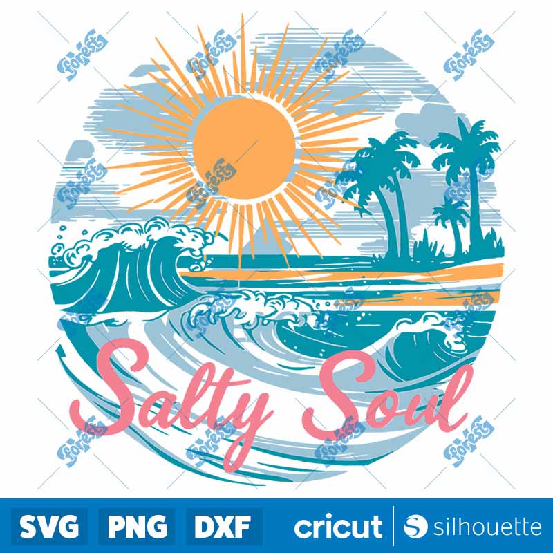 Salty Soul Crashing Waves
  Summer Trip SVG