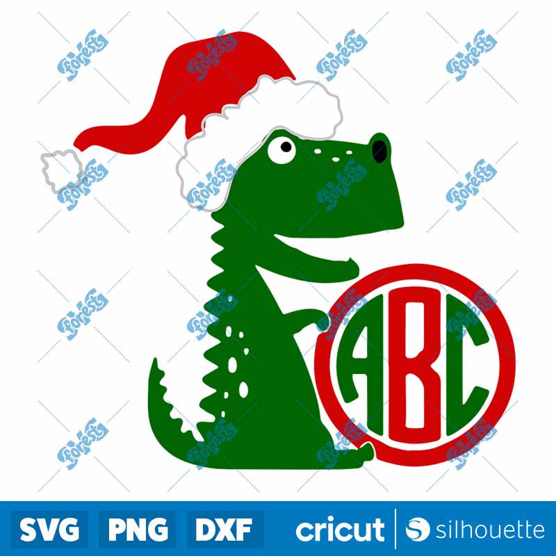 Saurus Santa Hat Monogram SVG