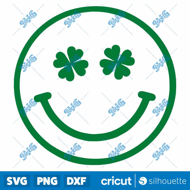 Shamrock Eyes Smiley Face SVG