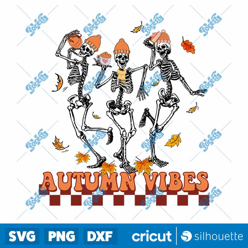 Skeleton Autumn Vibes PNG