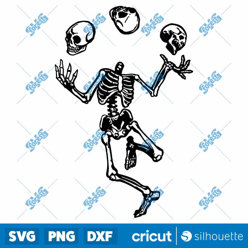 Skeleton Juggling Skulls SVG