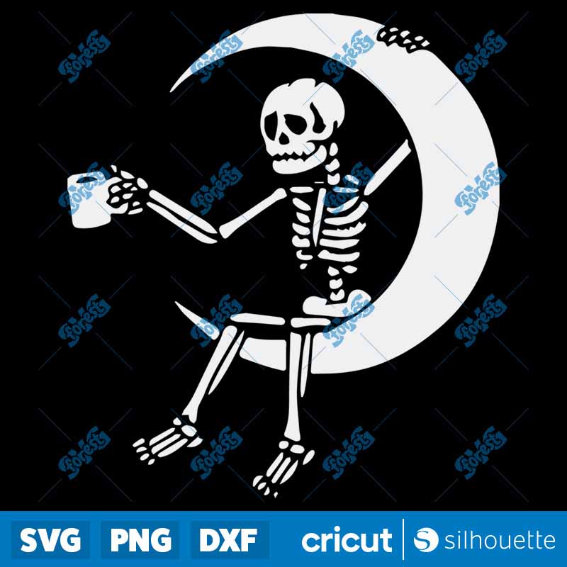 Skeleton On The Moon SVG