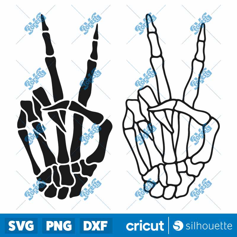 Skeleton Peace Hand SVG