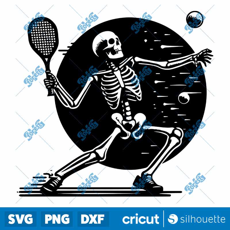 Skeleton Pickleball Player SVG