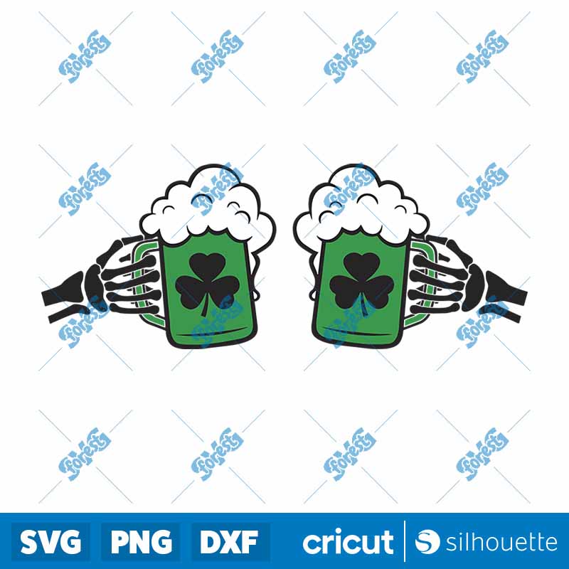 Skeleton Shamrock Drinking SVG