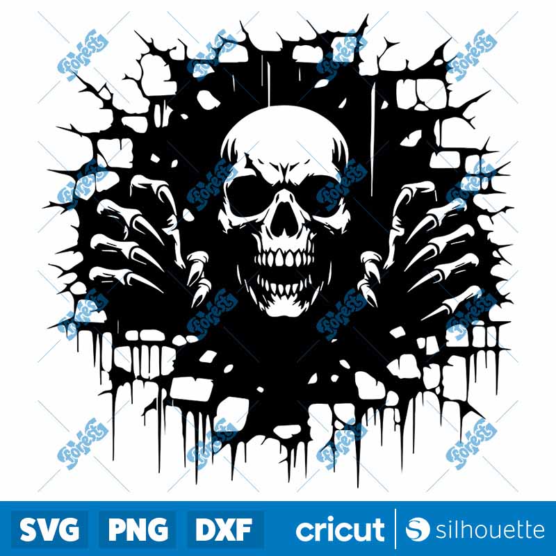 Skull In the Wall SVG