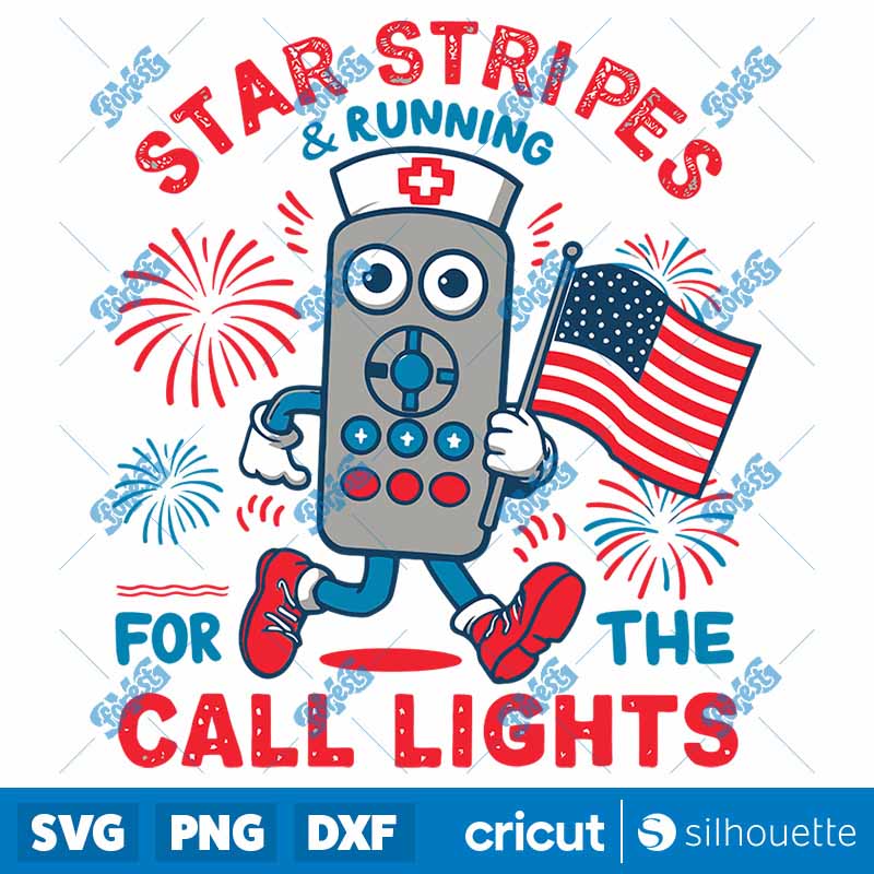 Stars Stripes And Running For
  Call Lights Patriotic Day SVG