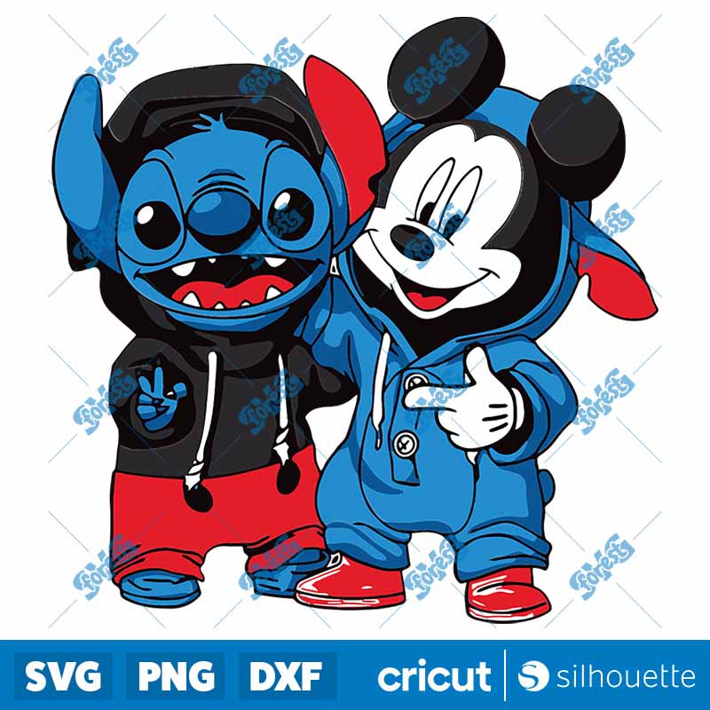 Stitch And Mickey SVG