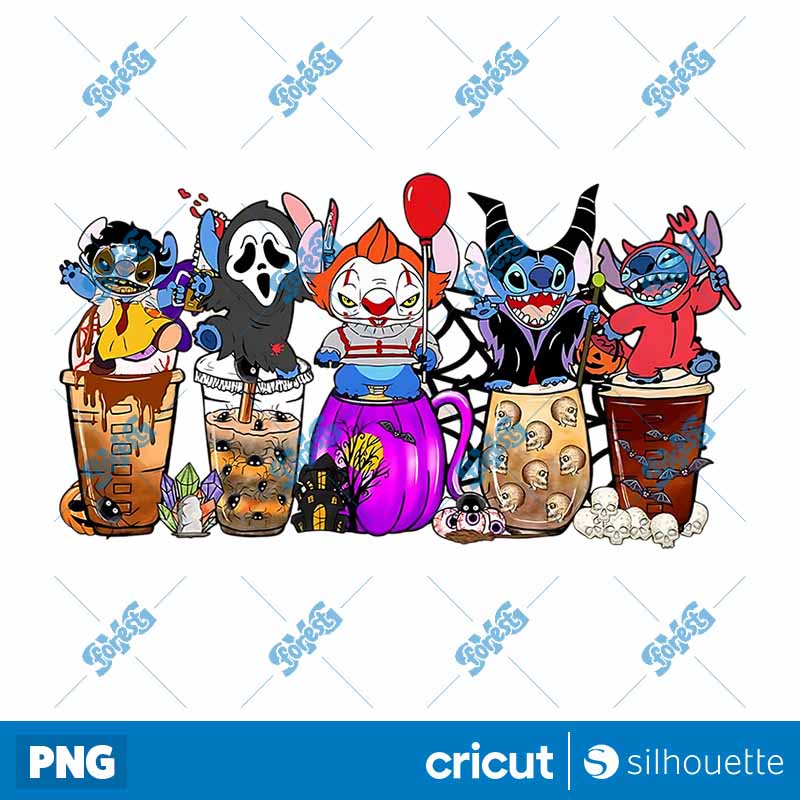 Stitch Horror Characters
  Coffee Latte Drinking PNG