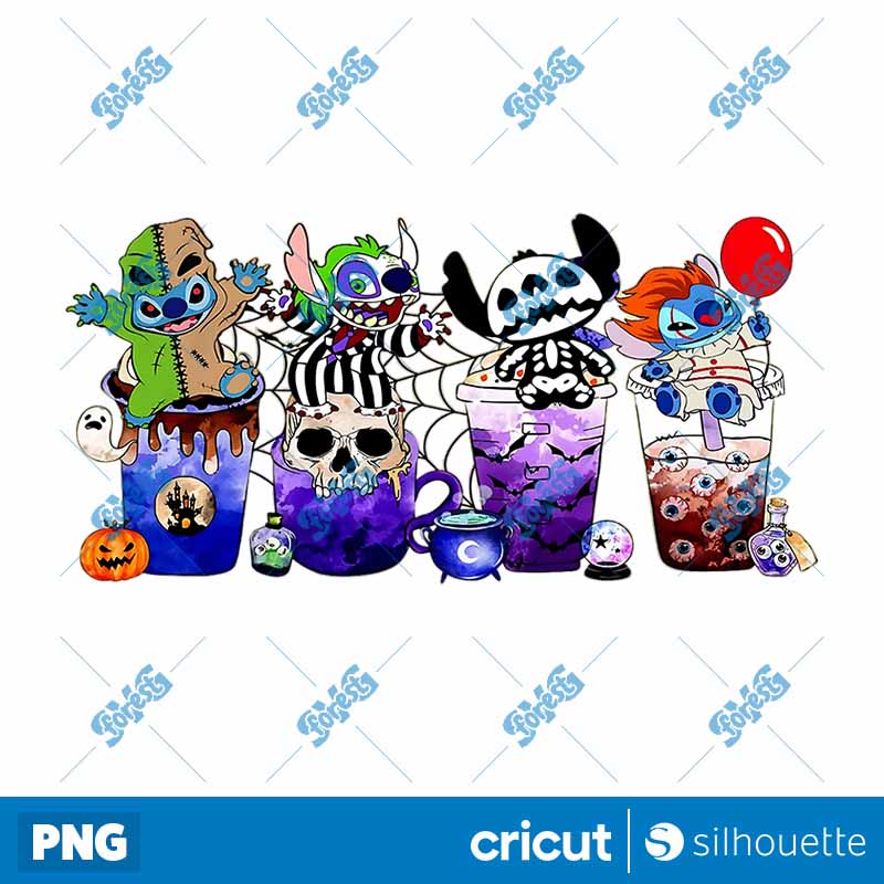 Stitch Horror Characters
  Coffee Latte Drinking PNG