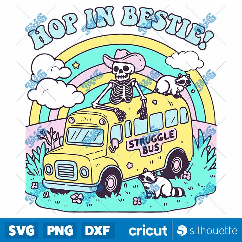 Struggle Bus Hop In Bestie
Skeleton Raccoon SVG