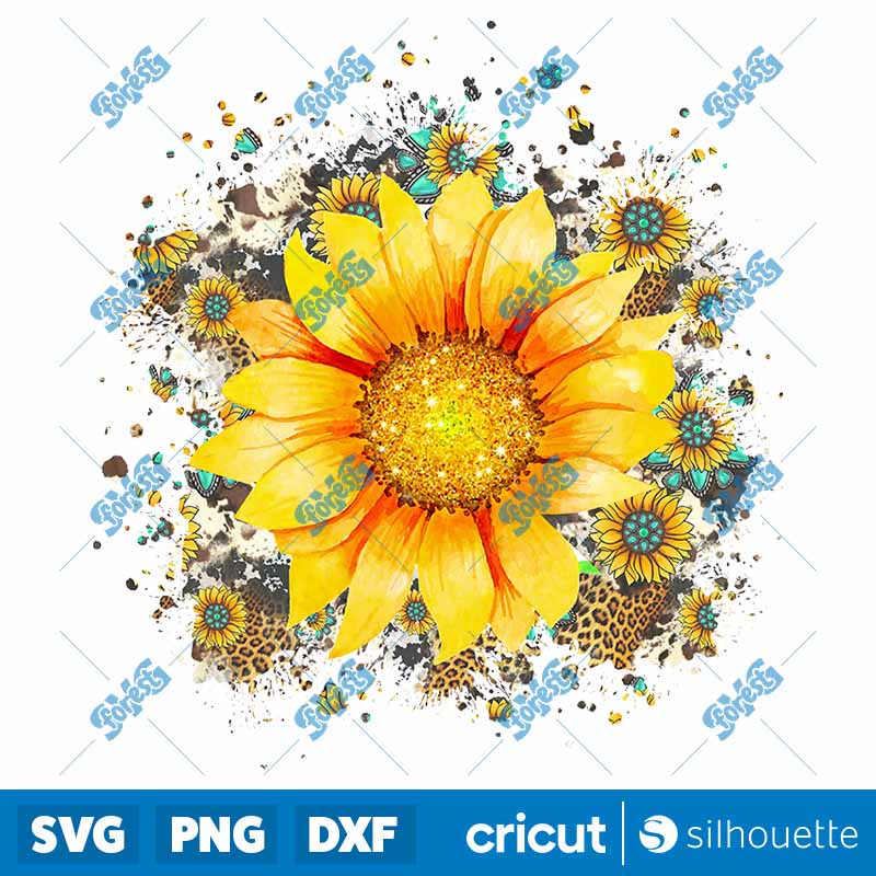 Sunflower Leopard Pattern PNG