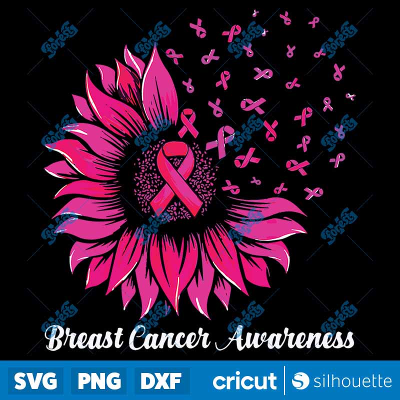 Sunflower Wear Pink Breast
  Cancer Awareness Warrior SVG