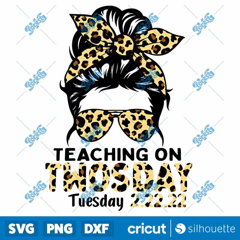 Teaching On Twosday Messy Bun
  SVG