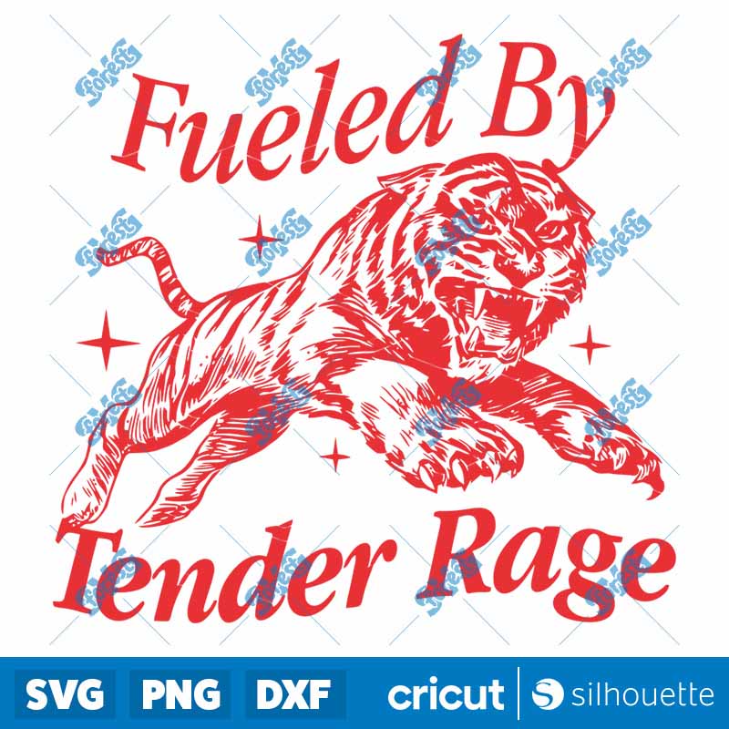 Trendy Fueled By Tender Rage
  Retro Tiger Y2K Aesthetic SVG