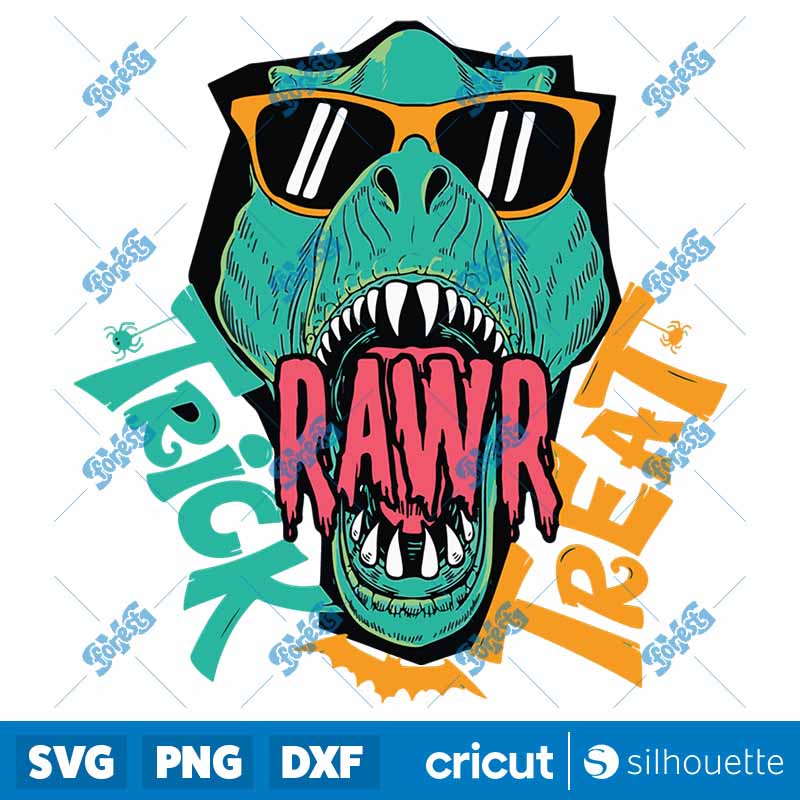 Trick Rawr Treat T Rex
  Dinosaur Mummy Funny Halloween SVG