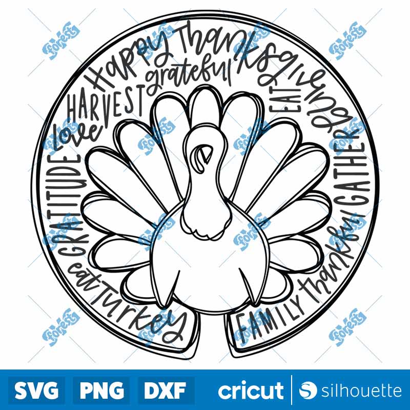 Turkey Circle Thanksgiving SVG