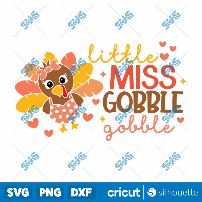 Turkey Little Miss Gobble SVG