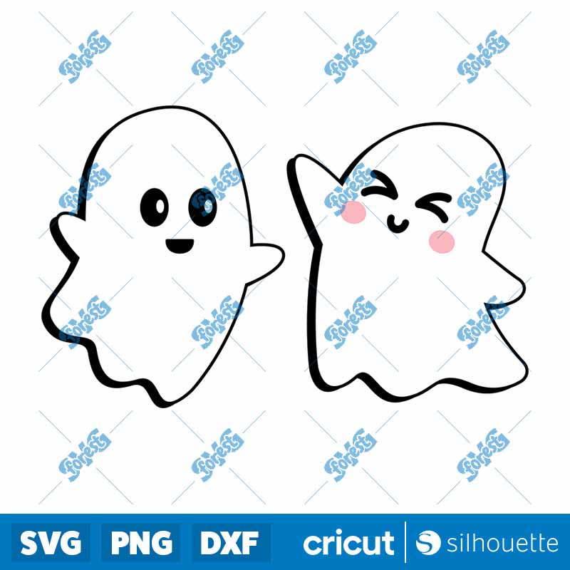 Two Cute Ghost SVG-PNG