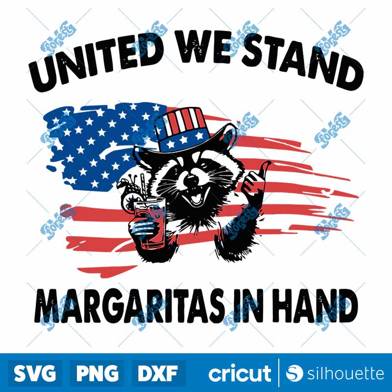 United We Stand Margarita In
Hand USA Flag Raccoon SVG